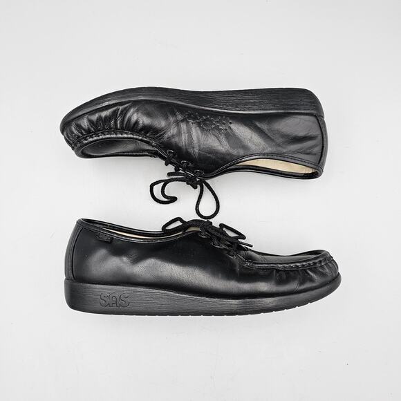 SAS Women's Size 8.5 N Siesta Black Leather Lace Up Oxfords Hand Sewn USA Made - Picture 6 of 8